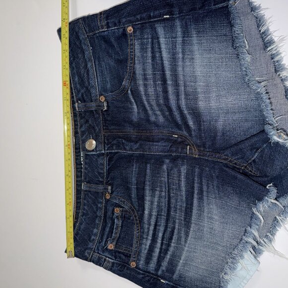 American Eagle Denim Shorts Dark Wash Cut Off Hi Rise Festival Size 10 Shortie - Picture 5 of 9